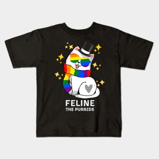 Feline The Purride LGBT Pride Cat, of LGBT Gay Pride Cat Kids T-Shirt